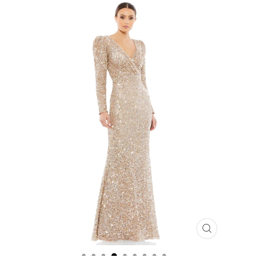 PUFF SHOULDER SEQUINED SURPLICE GOWN